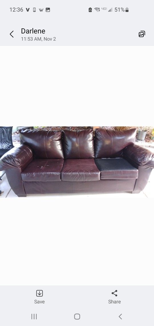 Leather Sofa/hide A Bed