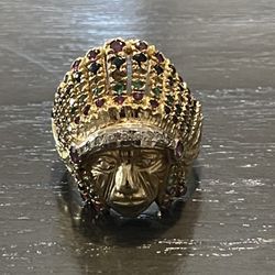 14k Gold Indian Ring With Diamonds