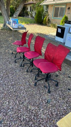 5 Red Cloth Rolling Chairs