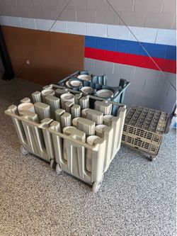 Restaurant Dishware package - 650+ Plates with commercial Carts and 72 glass cups