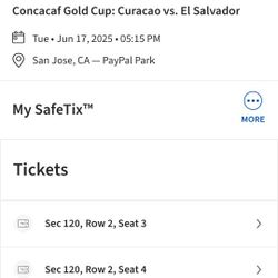 EL SALVADOR VS CURACAO @ PAYPAL 6/17 BOLETOS EN SEGUNDA FILA