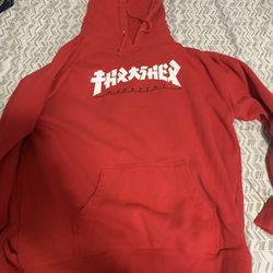 XL Red thrasher shirt with different font