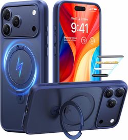 TORRAS MagSafe Stand Case For iPhone 17 Pro Max Shockproof - Translucent Blue