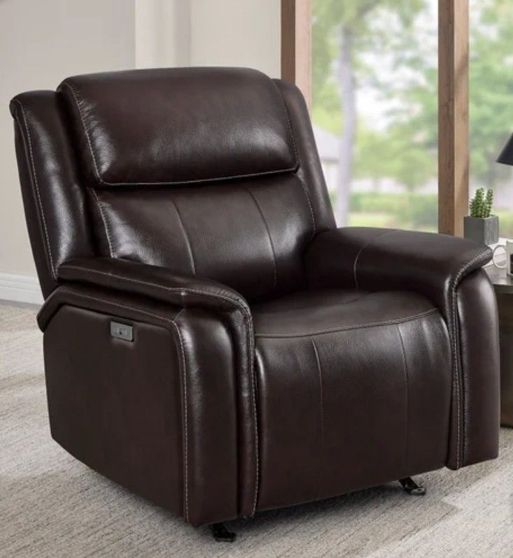 Chocolate Leather Recliner Set