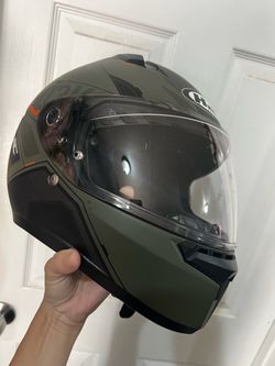 HJC green motorcycle helmet