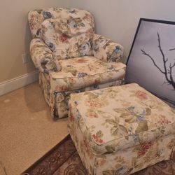 Floral Chair & Ottoman