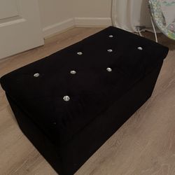 Black Velvet Ottoman 