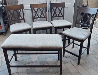 Reduced price! 4 X-Back Counter Height Chairs & Matching Bench