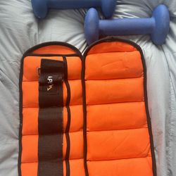 APEXUP 10lbs/Pair Adjustable Ankle Weights and 5lb dumbbell set