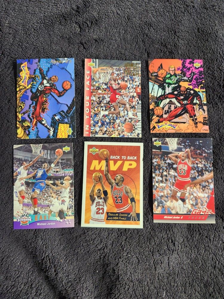 Michael Jordan Basketball Card Lot 6 Inserts Fanimation Larry Bird, Agent 23, Game Faces