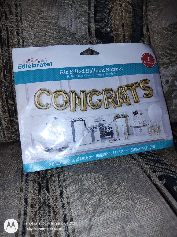 "CONGRATS" Airfilled Balloon Banner Only $1!!!