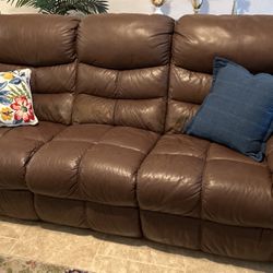 Brown Leather Browhill Recliner Sofa