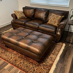 Nice Bernhardt Leather Sofa/Ottoman