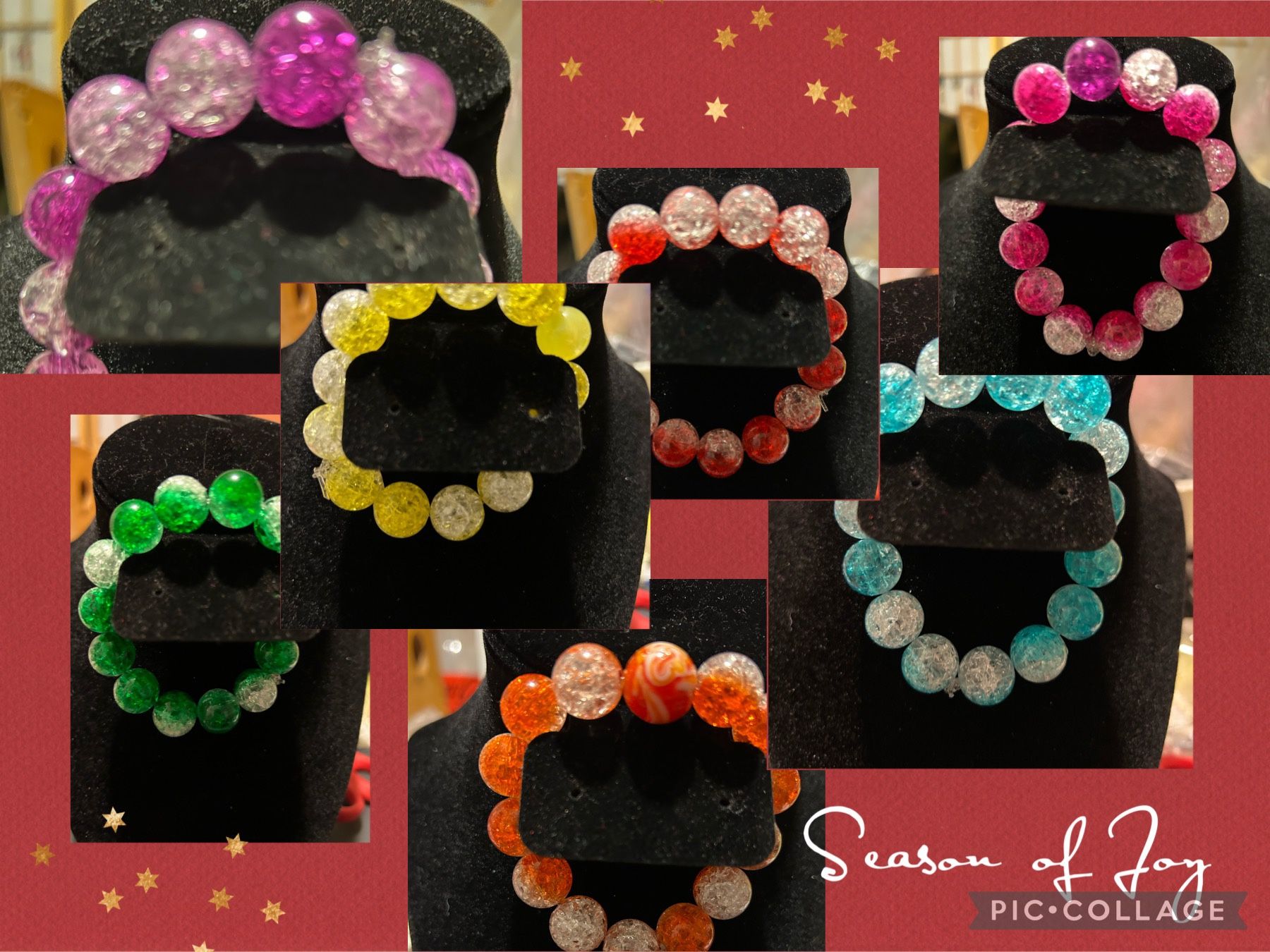 Handmade Crackle Bead Stretch Bracelets
