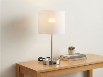Brushed Nickel Table Lamp with USB Port