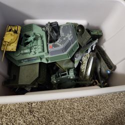 Bin of Minitanks + Toy Soldiers