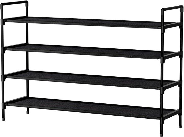 4 Tier Shoe Organizer Shoe Storage Shoe Rack for Narrow Hallway (Black)