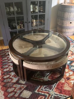 Round Coffee Table With Stowaway Seats
