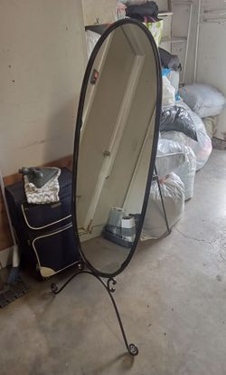 Black iron stand up mirror