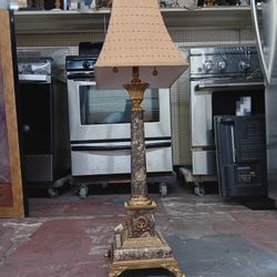 French 20th Century Marble/brass Lion Foot Table Lamp