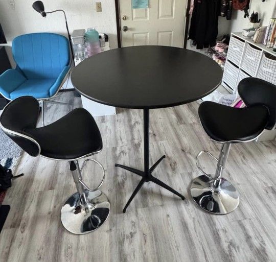 Bar Table & Adjustable Stools Set