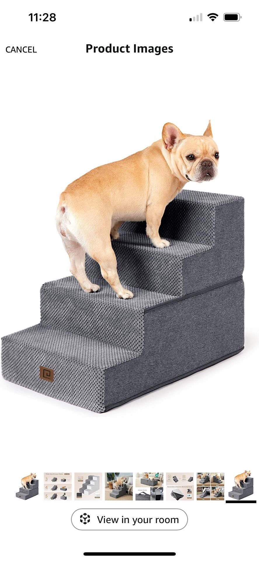 Dog Stairs for Bed 18"H, 4-Step For Small- Medium Dog