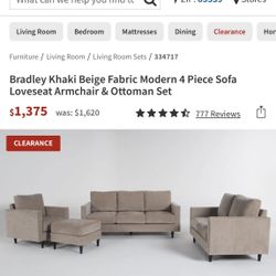 Living Spaces Sofa Loveseat Chair Ottoman $700