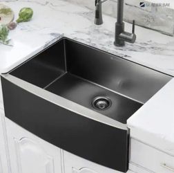Glacier Bay Single Bowl Apron Front Farmhouse Black Stainless Steel 30x21x10