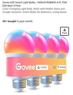 NEW 4 PACK GOVEE LED SMART LIGHT BULBS