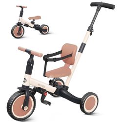  newyoo Toddler Tricycle with Push Handle, 5 in 1 Kids Trike