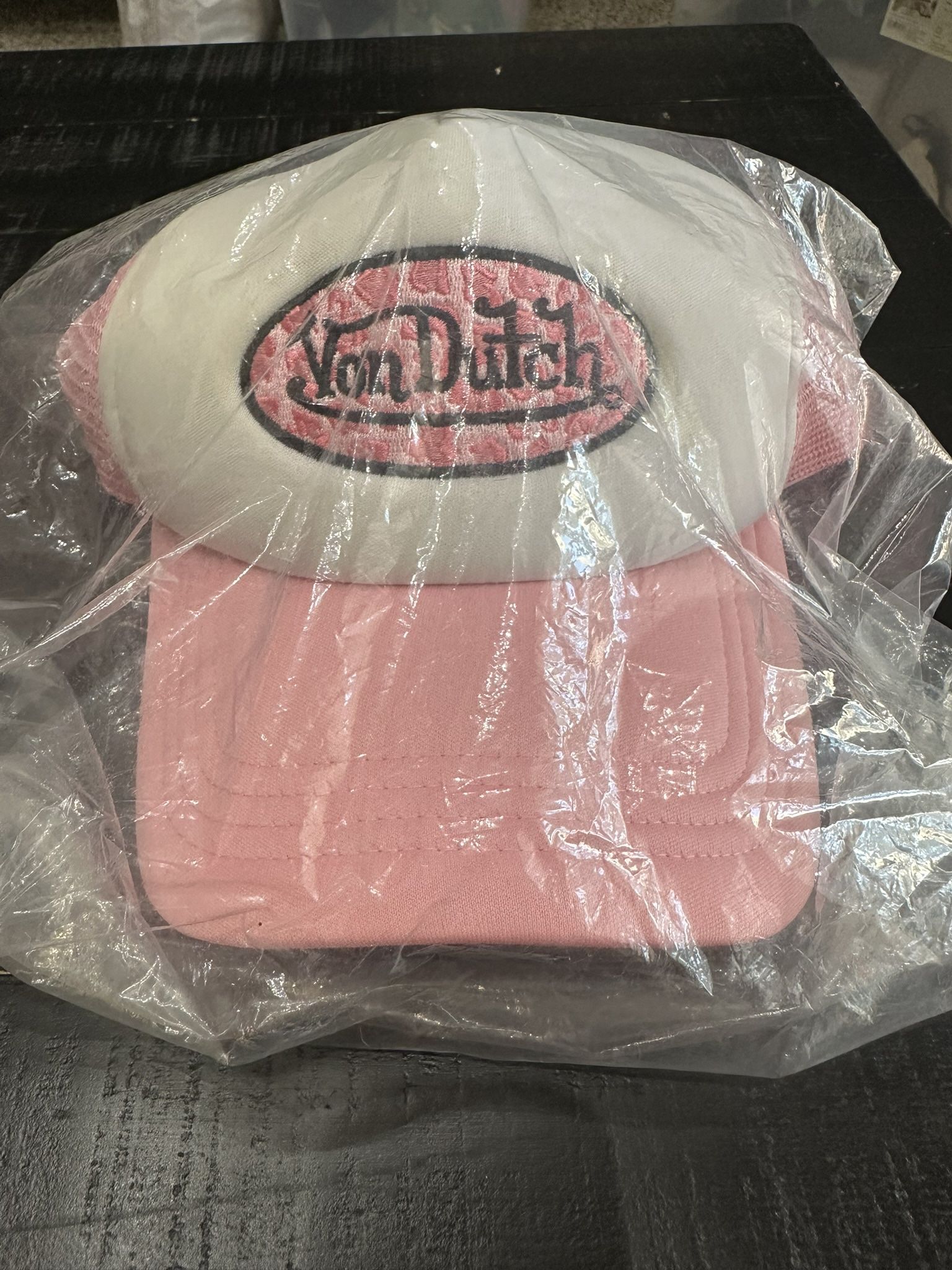 Von Dutch Unisex Adult Pink White Logo Trucker Hat Cap Y2K Adjustable Snapback