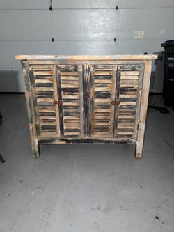 Distressed Shutter Door Wooden Cabinet