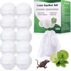 Rodent Repellent Balls Squirrel Rat Repeller Mice Repeller Peppermint Oil Mouse and Rats Repellent for Outdoor Gardening Attic Garage House, 10 Packsl