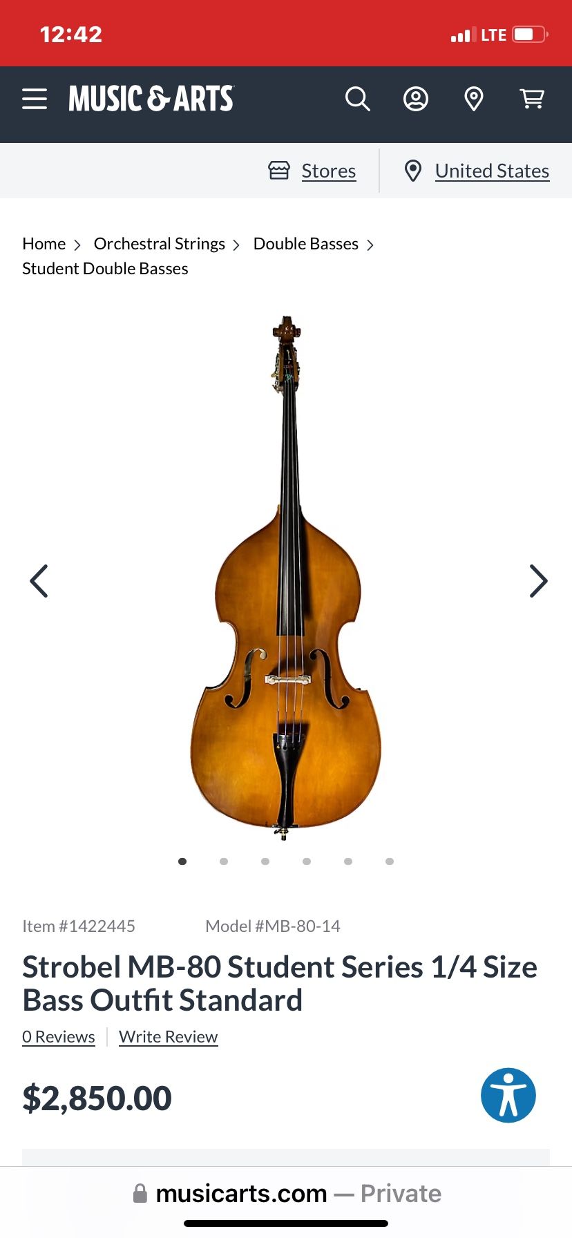 Strobel MB-80 Student Series 1/4 Size Bass Outfit Standard