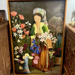 Vintage Original Show Piece Oil Painting With Wooden Frame
