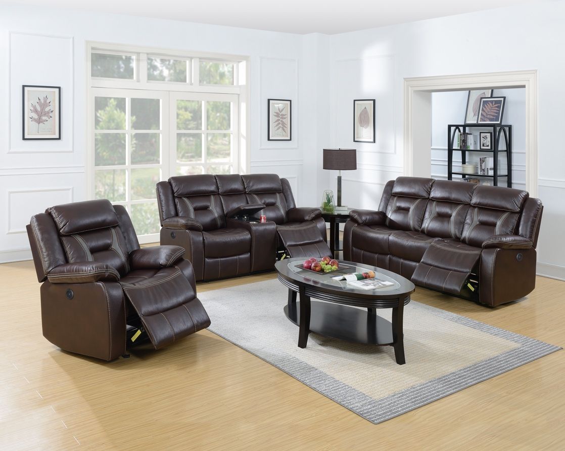 Power Motion Sofa Set With Console And USB Port