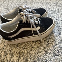Black Platform New Skool Vans Size 6.5