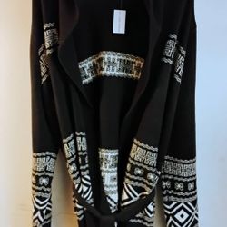 NWT Lane Bryant Size 14/16 Black & White Geometric Knit Cardigan Duster