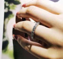 New 18 k white gold engagement ring wedding ring set eternity band