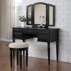 Black Vanity Table With Adjustable Mirror