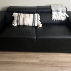 Black Micro Sofa With Side Chair