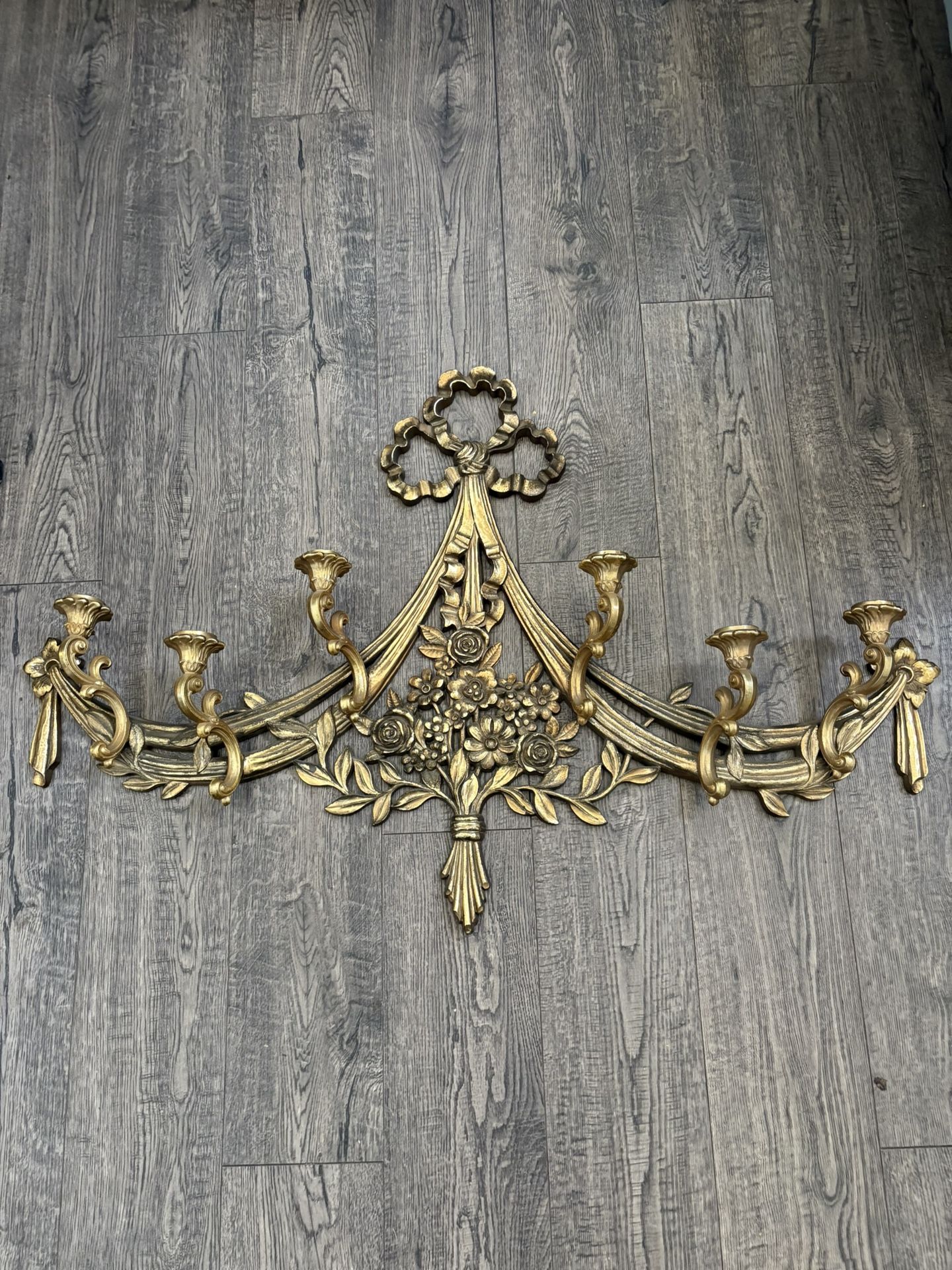 Hollywood Regency Gold 6 Arm I ? Sconce Candelabra Syroco Homco Rare
