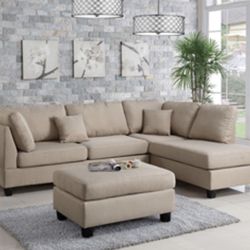 Gorgeous Sand Colored 3 Piece Sectional Set