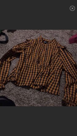 Orange And Black Button Up Shirt 