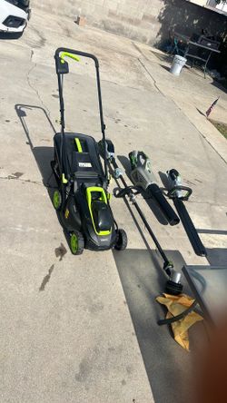 Ego Trimmer Blower And Weedeater. And Steelite Lawn Mower