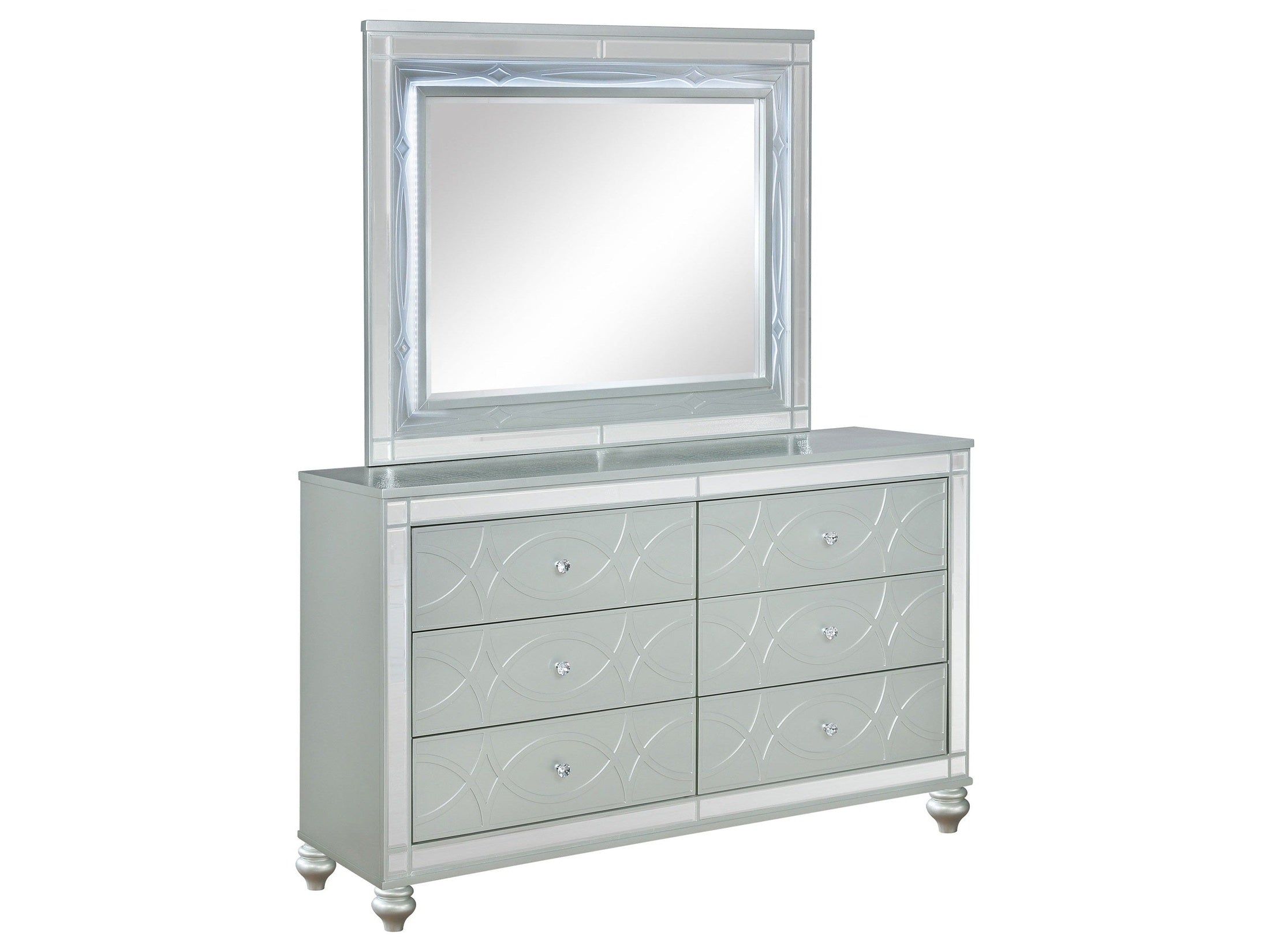 Gunnison Silver Metallic Dresser and Mirror