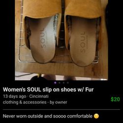 SOUL Slip On Shoes Lined W/Fur