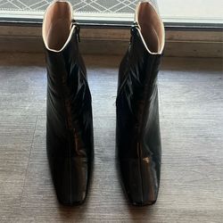 Black Patent Ankle Boots – 3/4 Length – Gently Used