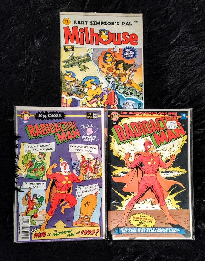 Lot Of 3 Comics #1 Issued - Radioactive Man And Bart Simpson Presents Milhouse
