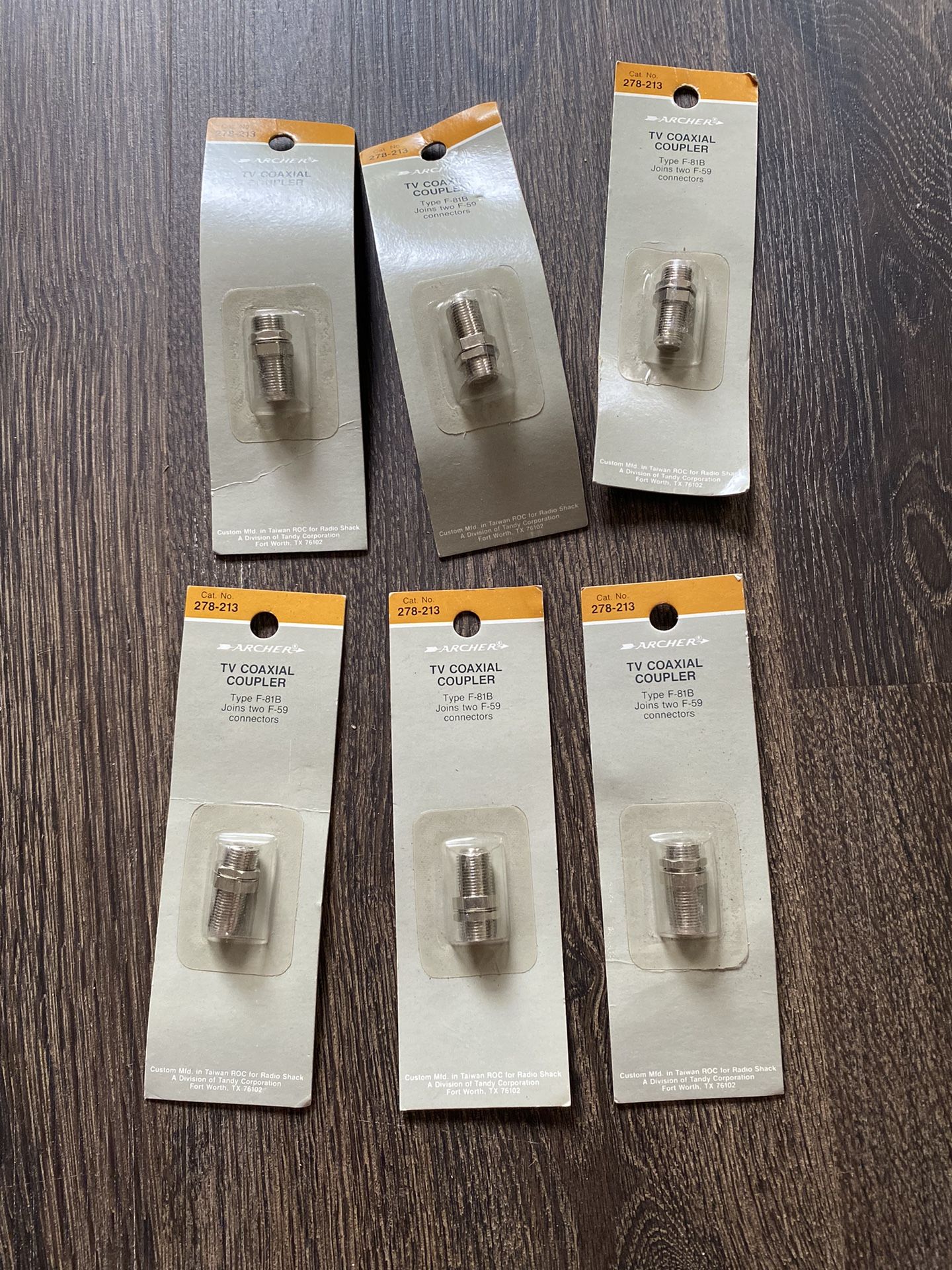 Archer TV Coaxial Coupler, specifically model number 278-213 lot of 6